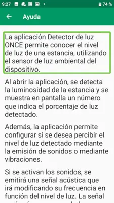 Detector de luz ONCE android App screenshot 1